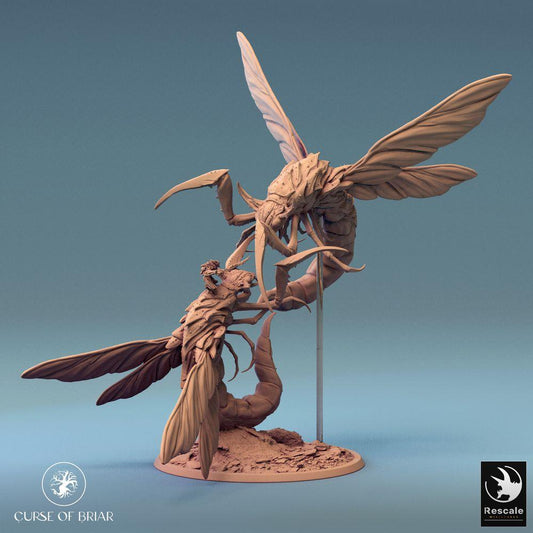 Product photo Tabletop 28mm Lord of the Print (LotP) 0: Tabletop miniature: Skycutter Battle Air Combat, insectoid flying monster, giant wasp/hornet beast, swarm queen, boss enemy (24_07_E1)