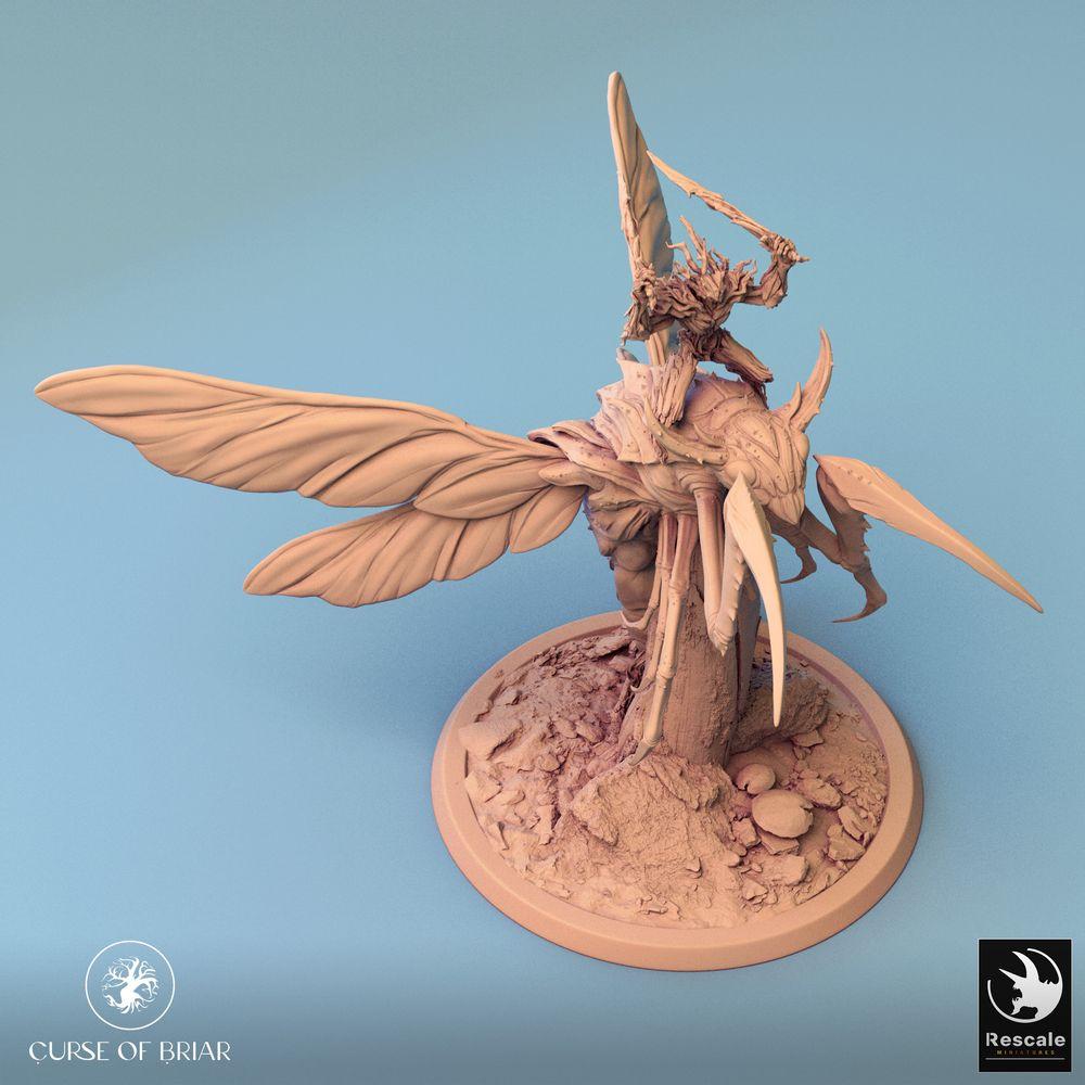 Produktfoto Tabletop 28mm Lord of the Print (LotP) 0: Tabletop Miniatur: Insektoider Dämonenreiter auf Flügelbestie, Schwarmfürst, Waldgeist-Schamane, Skycutter Guard (24_07_E4)