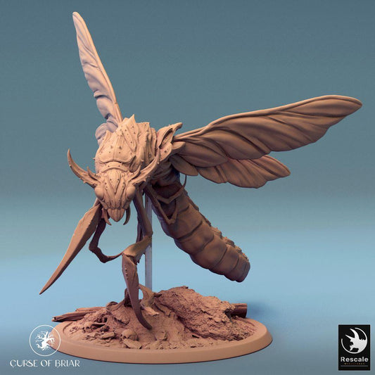 Product photo Tabletop 28mm Lord of the Print (LotP) 0: Tabletop miniature: Giant Wasp, Mantis Beast, insectoid flying monster, Swarm Queen in a dive - Skycutter (24_07_E6)