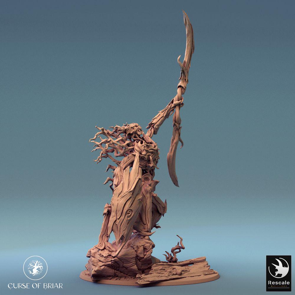Produktfoto Tabletop 28mm Lord of the Print (LotP) 0: Fantasy Figur: Dornenwächter - Waldgeist-Krieger mit Sichelklinge und Schild, Pflanzenmonster, Wurzelkreatur (24_07_C4)