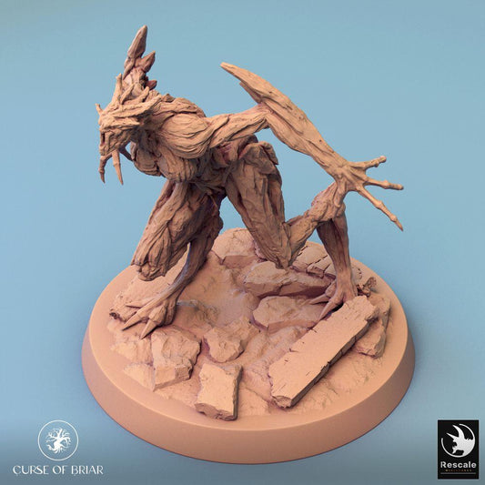 Product photo Tabletop 28mm Lord of the Print (LotP) 0: Tabletop miniature: Woodfey Monster - Forest Golem, Thorn Beast, Tree Demon with Claws (24_07_A6)