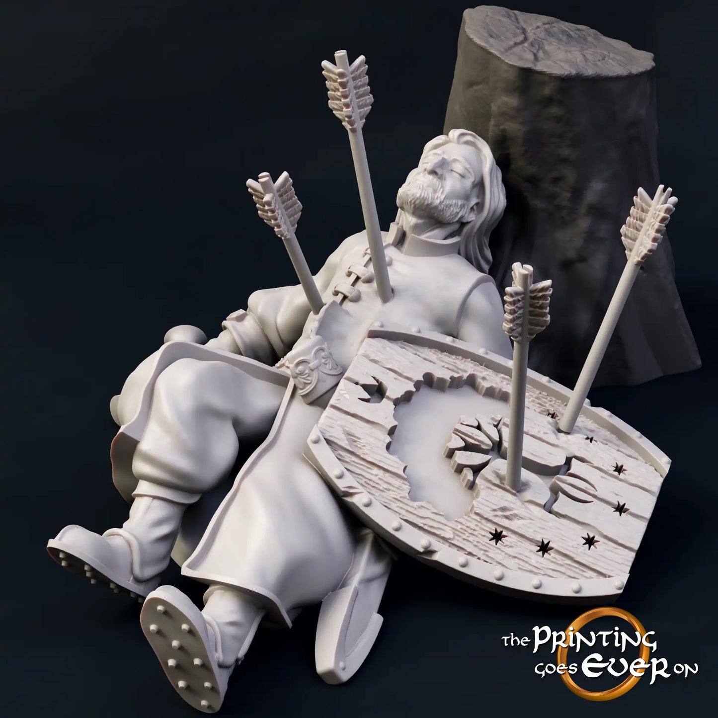 Product photo Tabletop 28mm The Printing Goes Ever On (TPGEO) 0: Death of a Hero: Human Warrior after Battle with a Squad of Half-Orcs