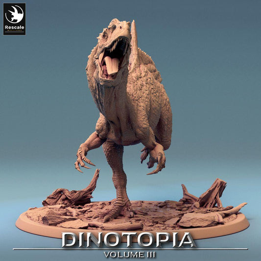 Product photo Tabletop 28mm Lord of the Print (LotP) 0: Tabletop miniature: Raubsaurier Concavenator, Dino-monster in motion, roaring boss monster for wargame and skirmish (24_06_C4)