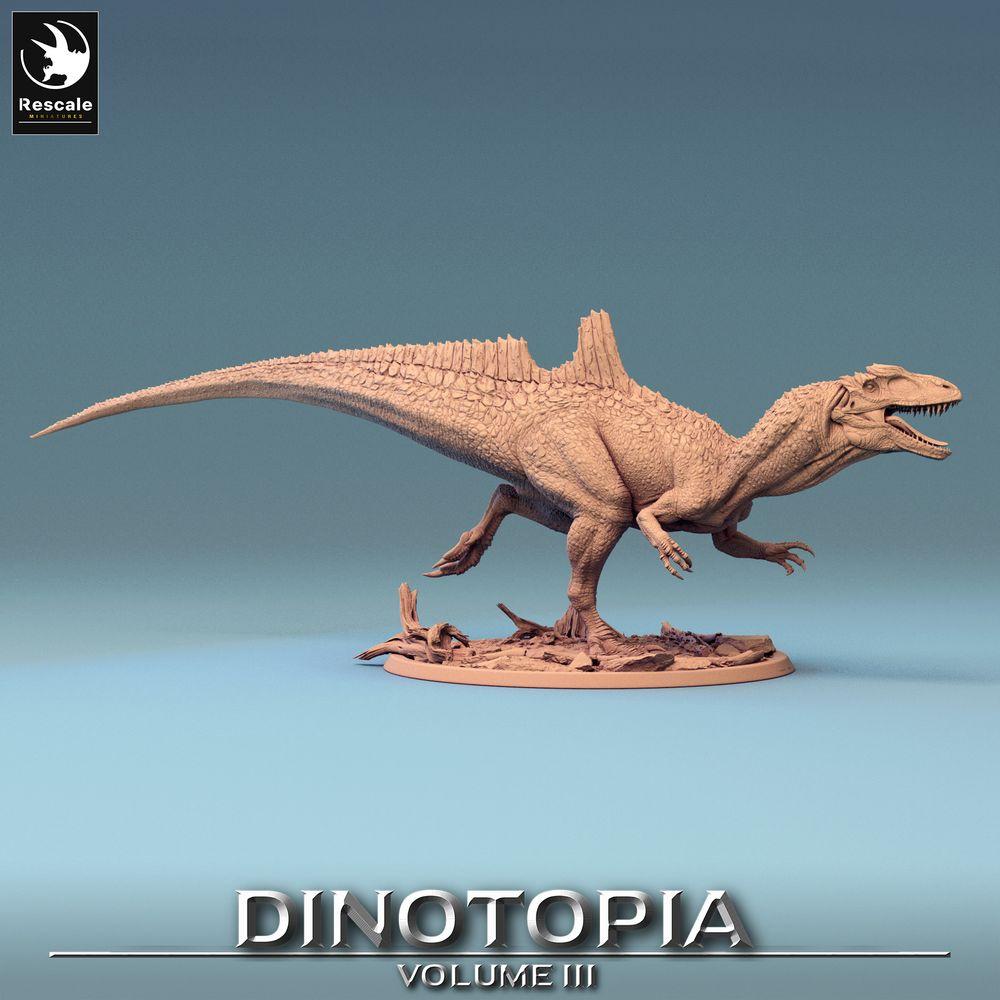 Product photo Tabletop 28mm Lord of the Print (LotP) 0: Tabletop miniature: Raubsaurier Concavenator, dino monster in motion, roaring boss monster for wargame and skirmish (24_06_C4)