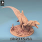 Product photo Tabletop 28mm Lord of the Print (LotP) 0: Tabletop miniature: Predator dinosaur Concavenator, dino-monster in motion, roaring boss monster for wargame and skirmish (24_06_C4)