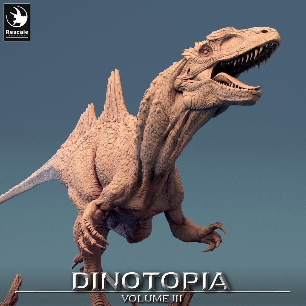 Product photo Tabletop 28mm Lord of the Print (LotP) 0: Tabletop miniature: Predator dinosaur Concavenator, dino-monster in motion, roaring boss monster for wargame and skirmish (24_06_C4)