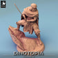 Product photo Tabletop 28mm Lord of the Print (LotP) 0: Fantasy Figure: Desert Warrior, Nomad Swordsman with Scimitar in Ambush, Veil Assassin (24_06_E2)