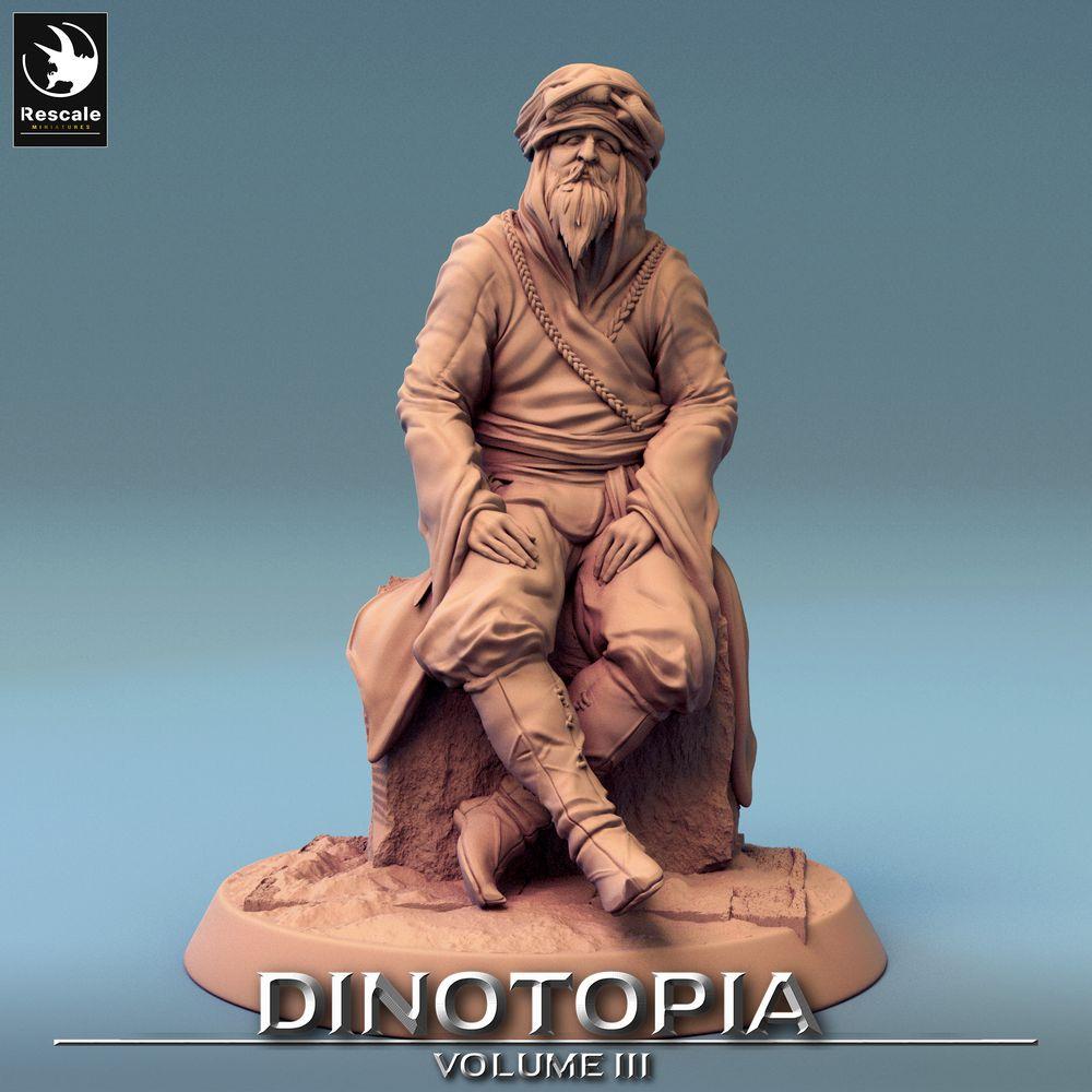 Product photo Tabletop 28mm Lord of the Print (LotP) 0: Tabletop miniature: Nomad Elder - Desert Sage, Caravan Leader, Sitting Storyteller (24_06_E20)