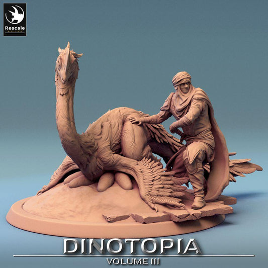 Product photo Tabletop 28mm Lord of the Print (LotP) 0: Tabletop miniature: Beastmaster with Oviraptor mount, Desert Ranger, Terrorbird Nest Guardian (24_06_D1)
