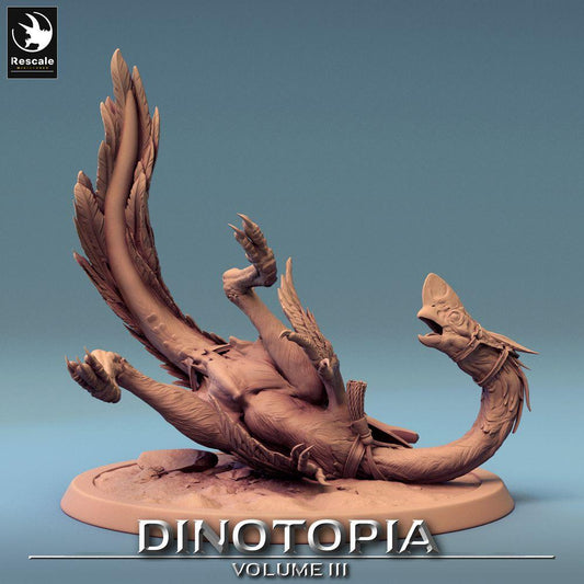Product photo Tabletop 28mm Lord of the Print (LotP) 0: Tabletop miniature: Oviraptor mount fallen, feathered raptor, dinosaur beast, raptor mount (24_06_D2)