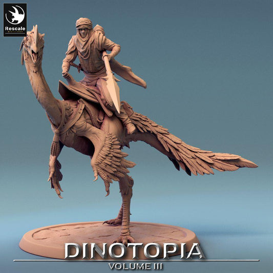 Product photo Tabletop 28mm Lord of the Print (LotP) 0: Tabletop miniature: Nomad Cavalryman on Raptor, Bird Rider with Lance / Raptor Rider (24_06_D5)