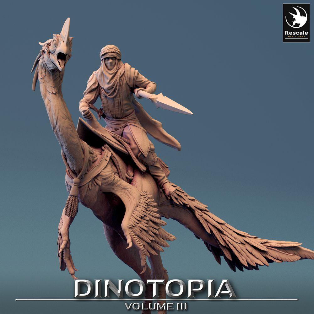 Product photo Tabletop 28mm Lord of the Print (LotP) 0: Tabletop miniature: Nomad Cavalryman on Raptor, Bird Rider with Lance / Raptor Rider (24_06_D5)