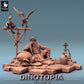 Product photo Tabletop 28mm Lord of the Print (LotP) 0: Fantasy Figure: Desert Merchant and Beastmaster, Nomad Caravan Leader - resting with hookah and feathered lizards (24_06_E27)