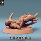 Product photo Tabletop 28mm Lord of the Print (LotP) 0: Tabletop miniature: Desert Nomad Warrior / Assassin / Rogue - dynamic dive pose with effect scene base for skirmish and wargame (24_06_D3)