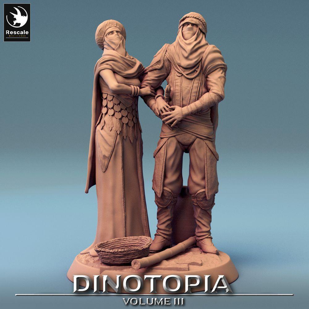 Product photo Tabletop 28mm Lord of the Print (LotP) 0: Fantasy Figures Set: Desert Nomad Leader Pair, Caravan Guardian Duo, Dune Scout (24_06_E29)