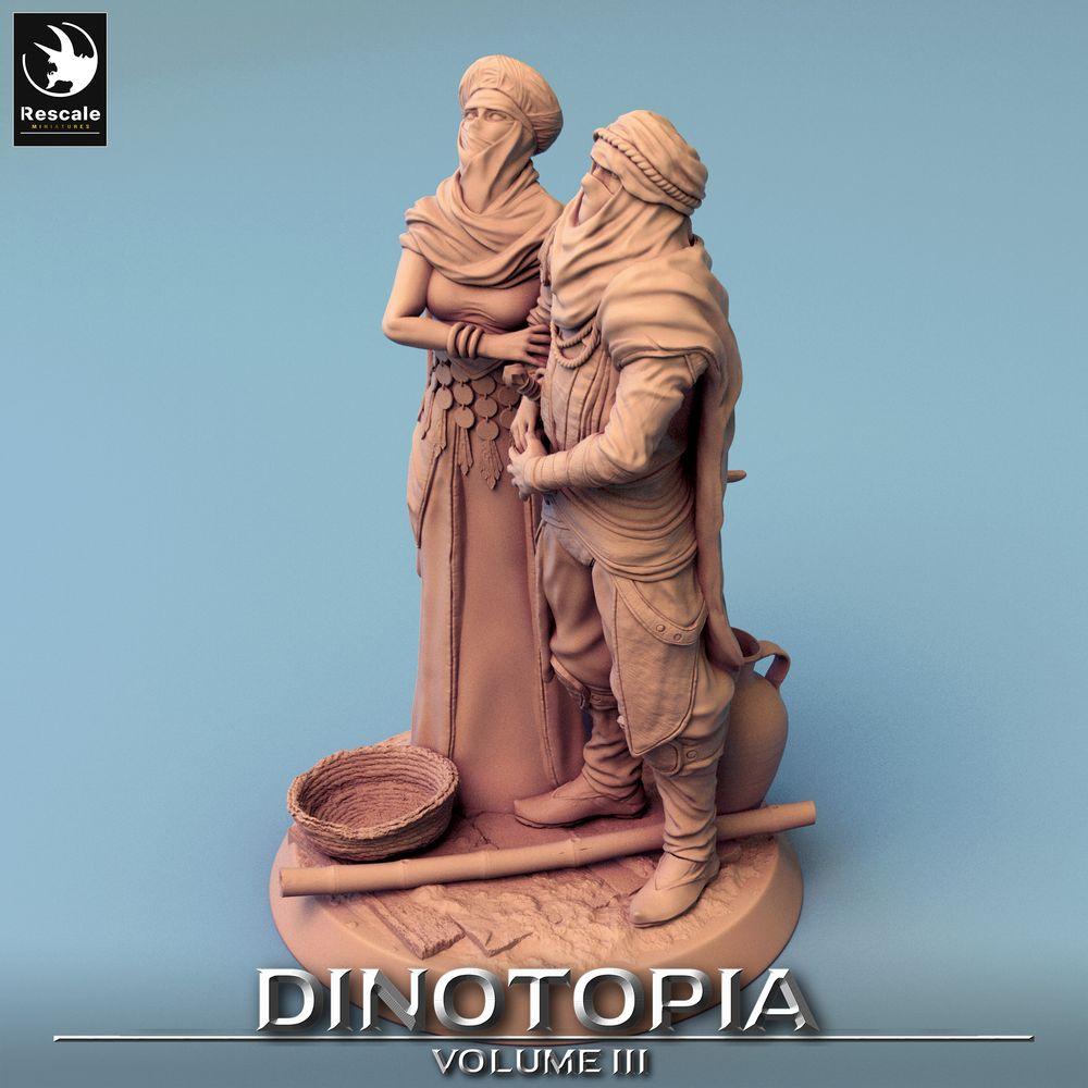 Product photo Tabletop 28mm Lord of the Print (LotP) 0: Fantasy Figures Set: Desert Nomad Leader Pair, Caravan Guardian Duo, Dune Scout (24_06_E29)