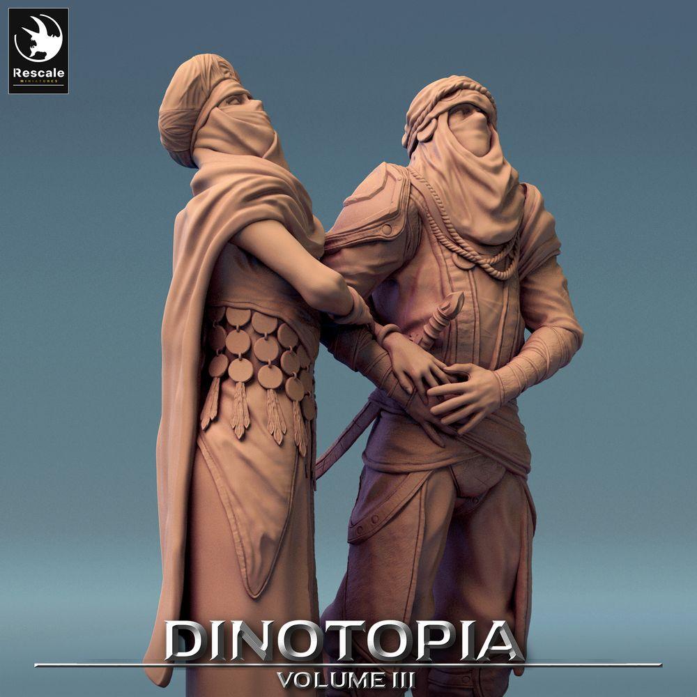 Product photo Tabletop 28mm Lord of the Print (LotP) 0: Fantasy Figures Set: Desert Nomad Leader Pair, Caravan Guardian Duo, Dune Scout (24_06_E29)