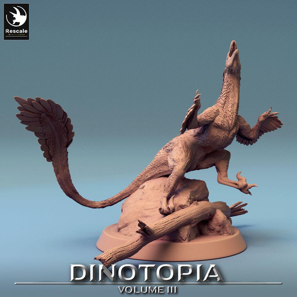 Product photo Tabletop 28mm Lord of the Print (LotP) 0: Tabletop miniature: Pyroraptor, raptor beast - feathered predator dinosaur miniature (24_06_B1)