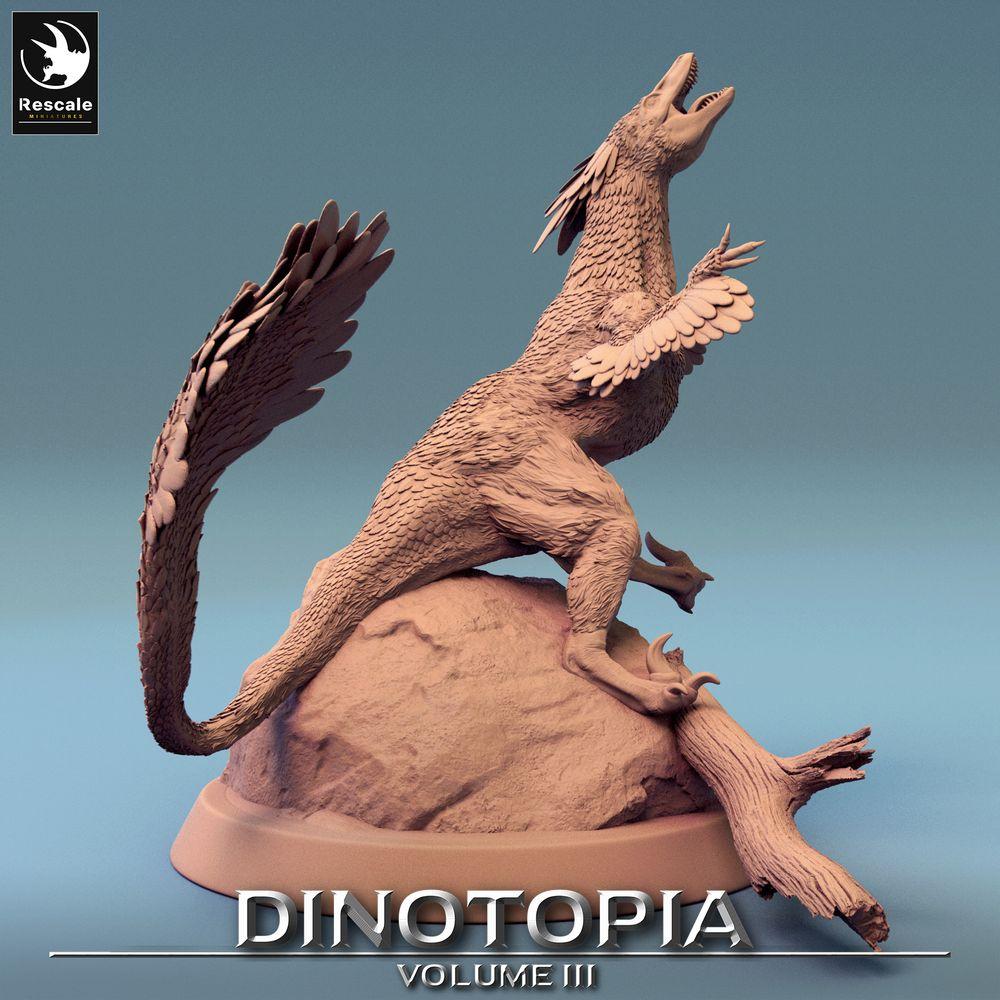 Product photo Tabletop 28mm Lord of the Print (LotP) 0: Tabletop miniature: Pyroraptor, Raptor beast - feathered predator dinosaur miniature (24_06_B1)