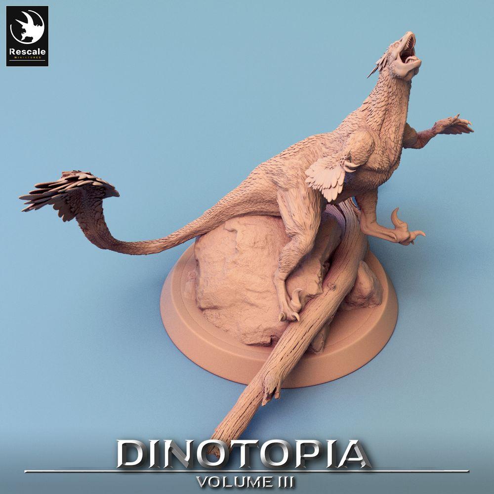 Product photo Tabletop 28mm Lord of the Print (LotP) 0: Tabletop miniature: Pyroraptor, raptor beast - feathered predator dinosaur miniature (24_06_B1)