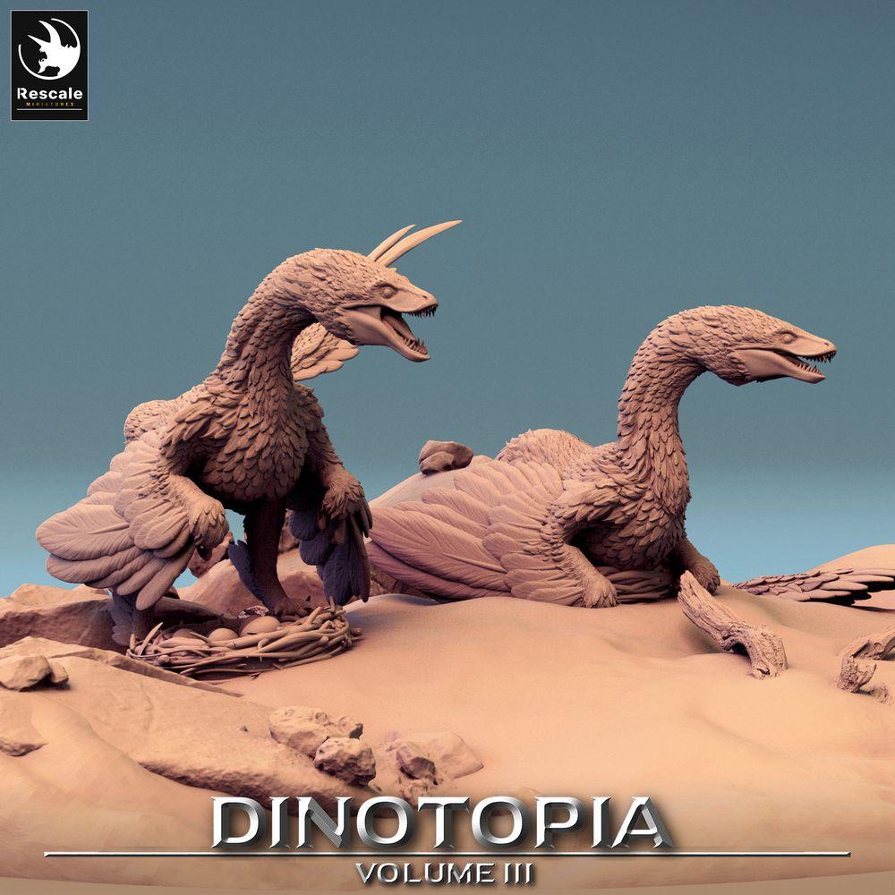 Product photo Tabletop 28mm Lord of the Print (LotP) 0: Tabletop miniature: Microraptor Nest, Feather Raptors, Predator Duo, Pack Hunter (24_06_A1)
