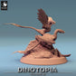 Product photo Tabletop 28mm Lord of the Print (LotP) 0: Tabletop miniature: Microraptor Raptor, feathered predator, lurking hunter on rock base (24_06_A2)