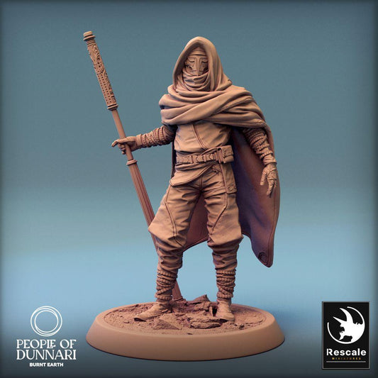 Product photo Tabletop 28mm Lord of the Print (LotP) 0: Tabletop figure: Desert Mage & Nomad Shaman - Sandweaver Chief, Staff Wizard, Leader (24_03_H1)