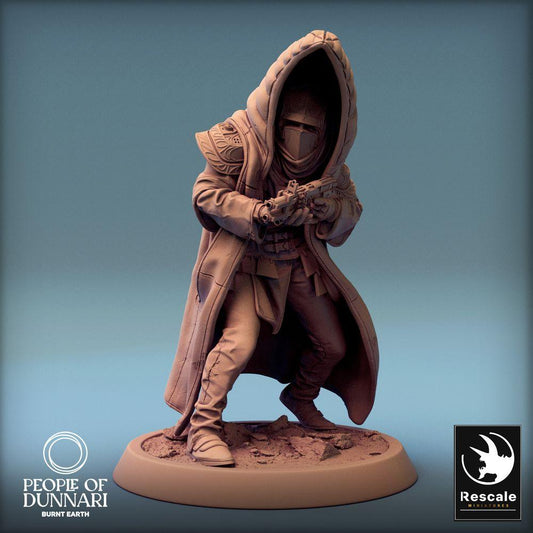 Product photo Tabletop 28mm Lord of the Print (LotP) 0: Sci-Fi Figure: Dunnari Razan Sandstorm Guard - Assassin, Infiltrator, Gunner (24_03_H9)