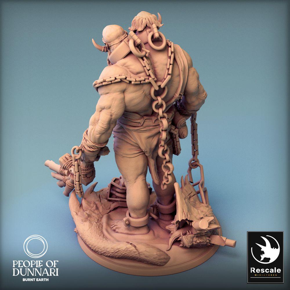 Product photo Tabletop 28mm Lord of the Print (LotP) 0: Tabletop miniature: Two-headed ogre / ettin, chain guardian, barbaric giant warrior, boss enemy (24_03_I1)
