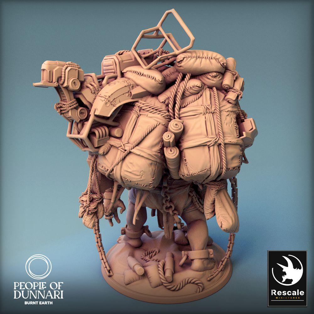 Product photo Tabletop 28mm Lord of the Print (LotP) 0: Tabletop miniature: Two-headed ogre Ettin - Pack giant, post-apocalyptic scrap collector with chain weapons (24_03_I2)