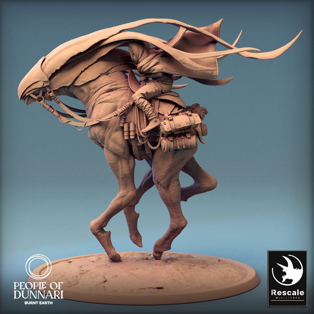 Product photo Tabletop 28mm Lord of the Print (LotP) 0: Tabletop miniature: Desert Rider on Beast with Spear, Beast Rider, Nomad Scout, Outrider (24_03_A1)