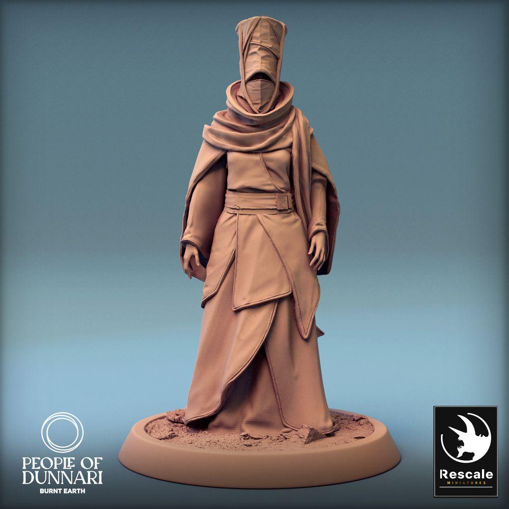 Tabletop photo 28mm Lord of the Print (LotP) 0: Tabletop miniature: Veiled Cultist, Desert Priest, Mystic, and Ritualist - Dunnari Zahra Alnu (24_03_H12)