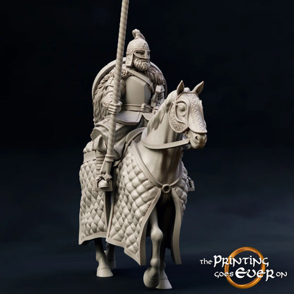 Product photo medieval historical figure 75mm Scale The Printing Goes Ever On (TPGEO) 0: Medieval knight figures rider with spear B warrior of the Mark