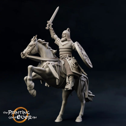 Product photo medieval historical figure 75mm Scale The Printing Goes Ever On (TPGEO) 0: Medieval figures knights guardians A rider royal family