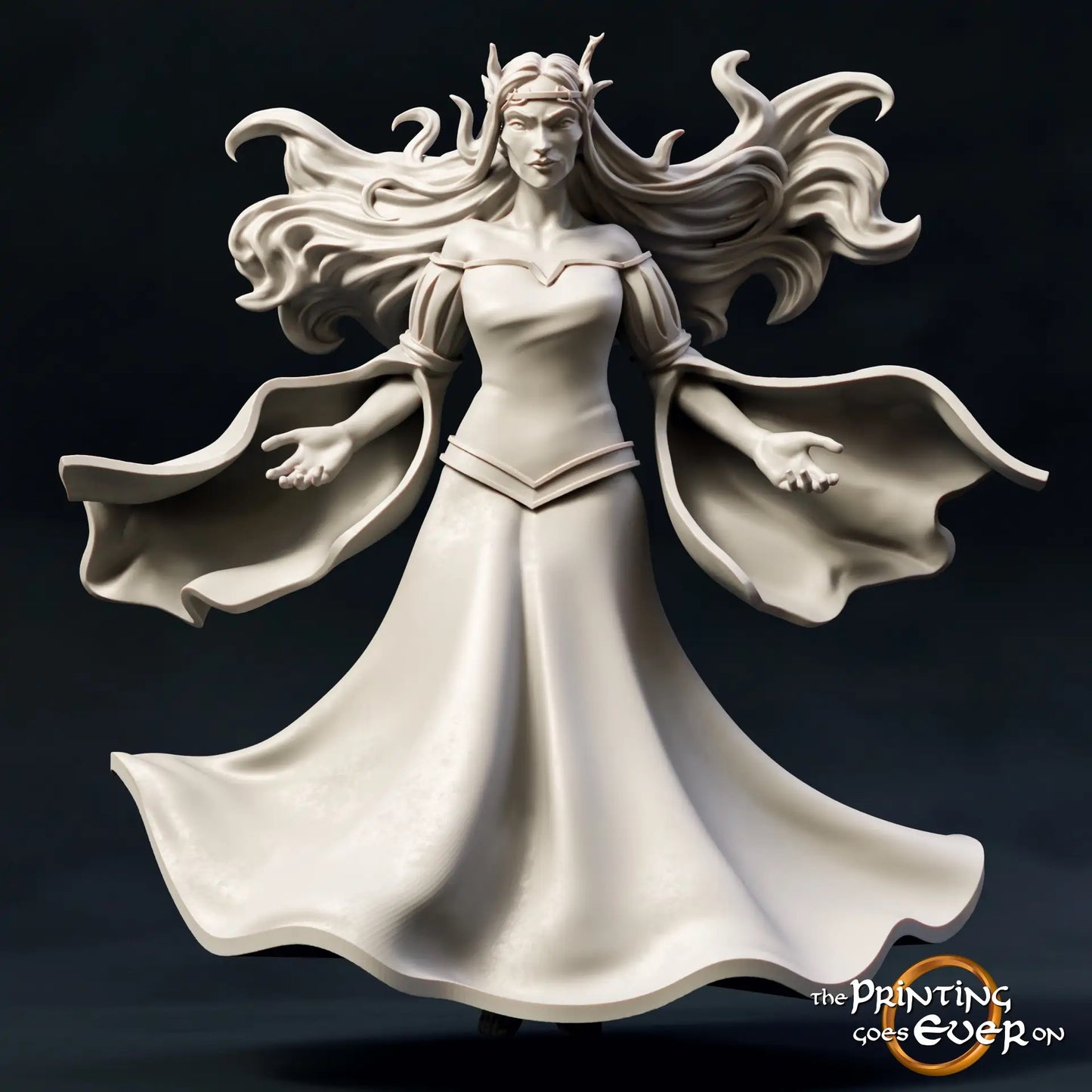 Product photo Tabletop 28mm The Printing Goes Ever On (TPGEO) 0: King and Queen of Elves: Elven Rulers with Fountain - Spouse and Consort
