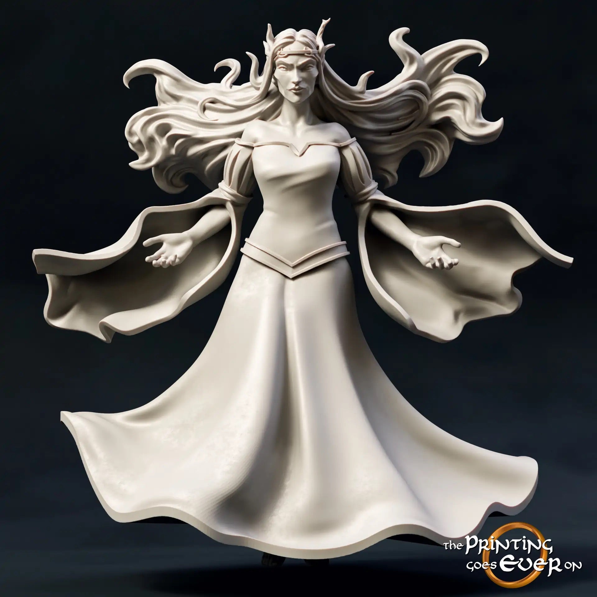 Product photo Tabletop 28mm The Printing Goes Ever On (TPGEO) 0: King and Queen of Elves: Elven Rulers with Fountain - Spouse and Consort