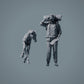 Farm Animal Figure: 2 Foals - Running and Lying Horse (a017)