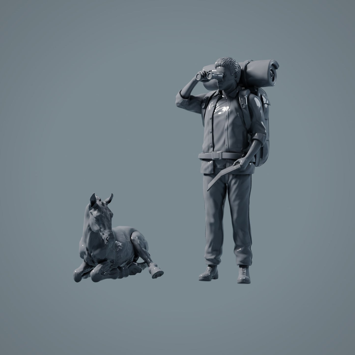 Farm Animal Figure: 2 Foals - Running and Lying Horse (a017)