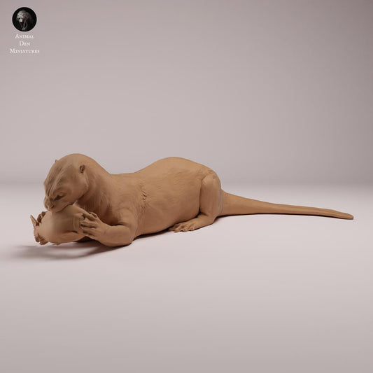Product photo animal figure Animal Den Miniatures 0: Wild animal figure: Giant otter - feeding (26_08_03)