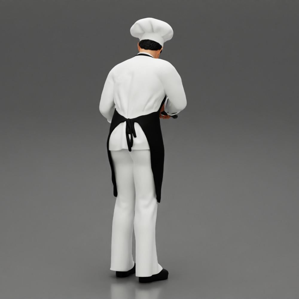 Diorama model building product photo 2: diorama miniature: standing chef in work attire with chef's knife (Ref No. A49)