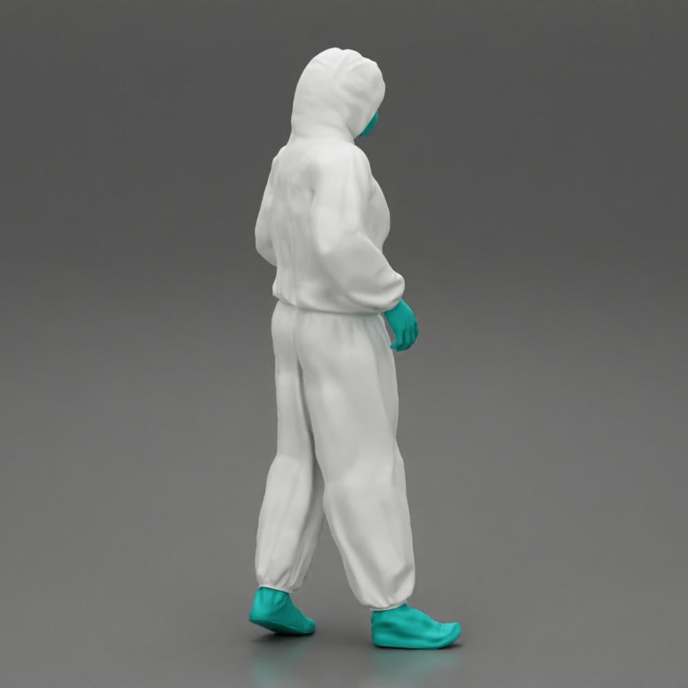 Diorama model building product photo 2: Diorama miniature: Man in full protective suit with hood, mask & gloves (Ref No. A50)
