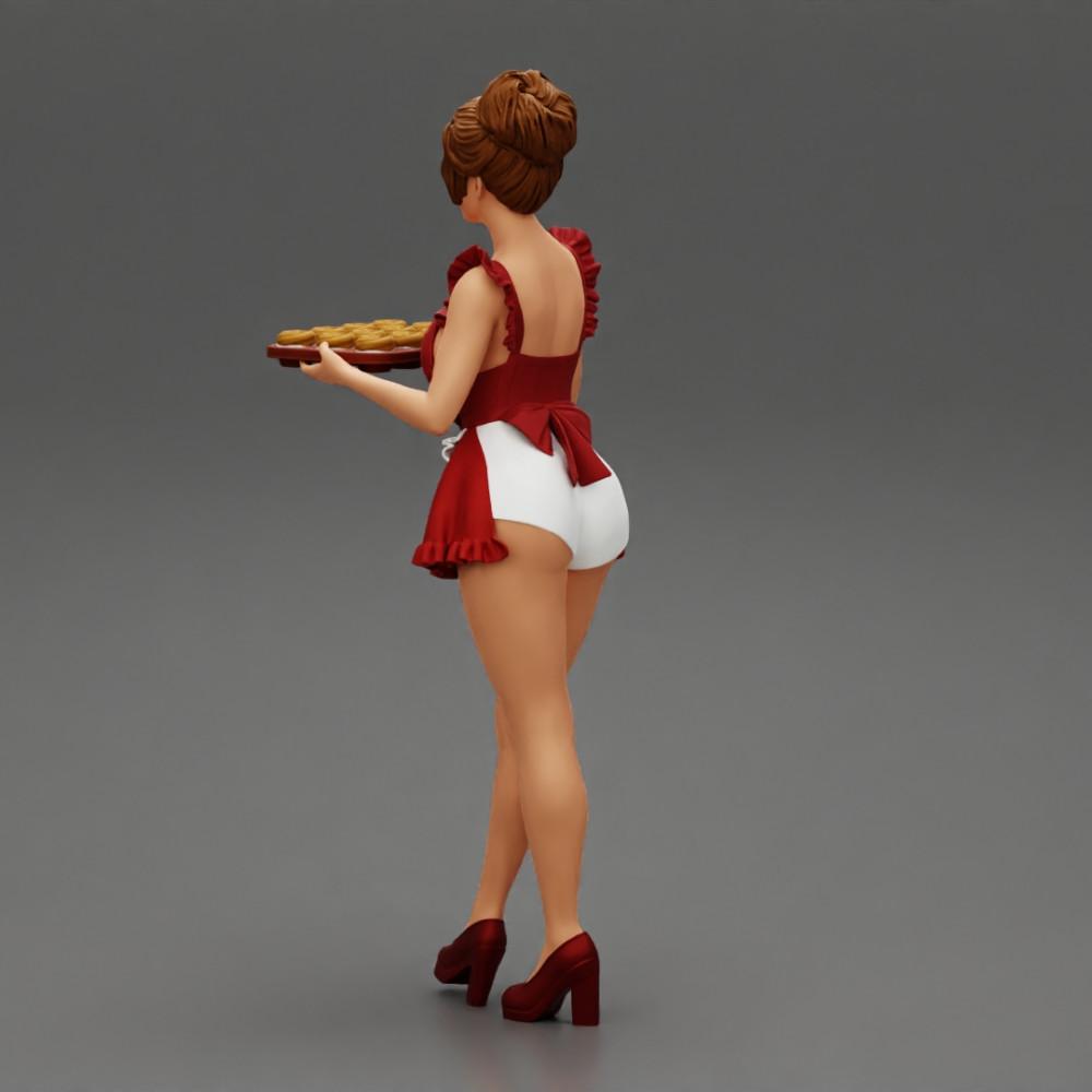 Diorama model building product photo 3: Diorama miniature: maid with tray full of cupcakes, standing figure (Ref No. A48)