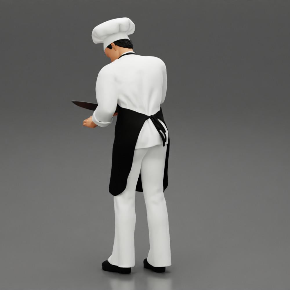 Diorama model building product photo 3: Diorama miniature: standing chef in professional attire with chef's knife (Ref No. A49)