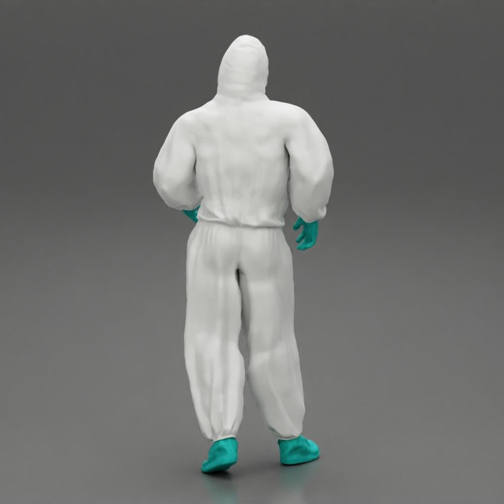 Diorama model building product photo 3: Diorama miniature: Man in full protective suit with hood, mask & gloves (Ref No. A50)