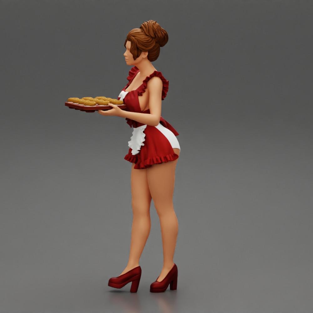 Diorama model building product photo 4: Diorama miniature: maid with tray full of cupcakes, standing figure (Ref No. A48)
