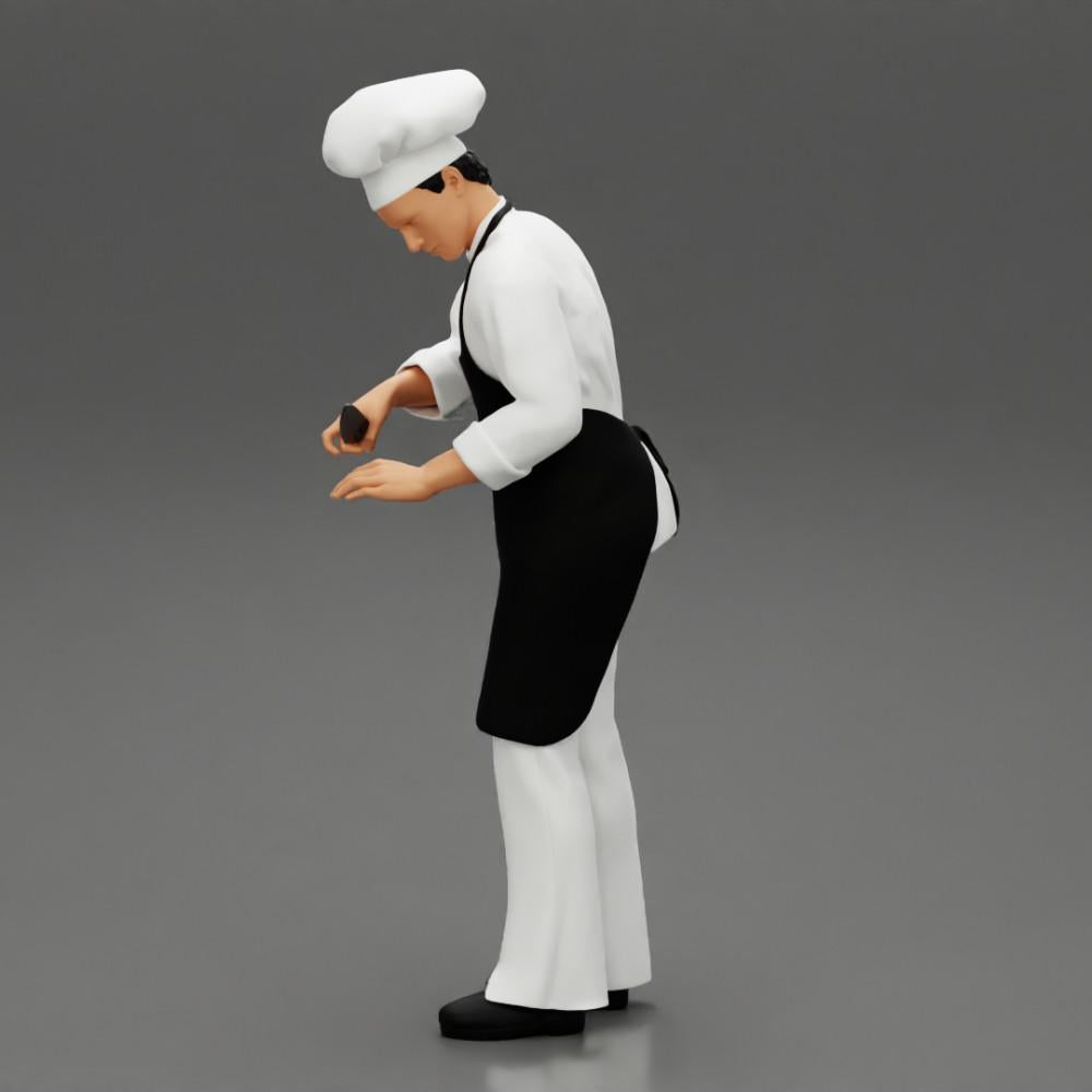 Diorama model building product photo 4: Diorama miniature: standing chef in work attire with chef's knife (Ref No. A49)