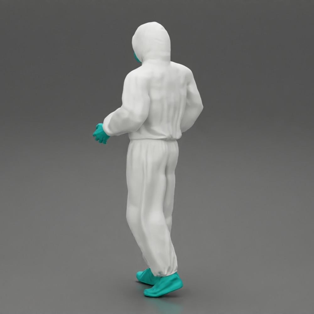 Diorama model building product photo 4: Diorama miniature: Man in full protective suit with hood, mask & gloves (Ref No. A50)