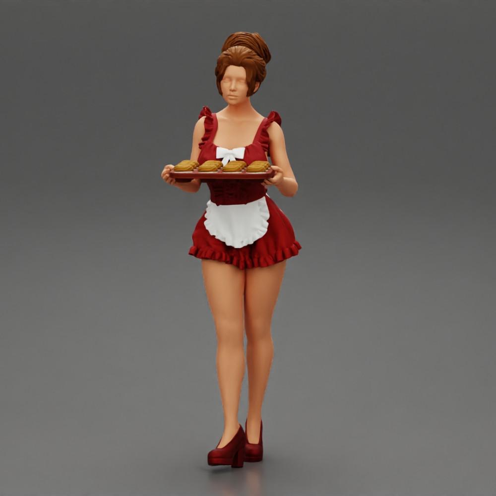 Diorama model building product photo 5: Diorama miniature: maid with tray full of cupcakes, standing figure (Ref No. A48)