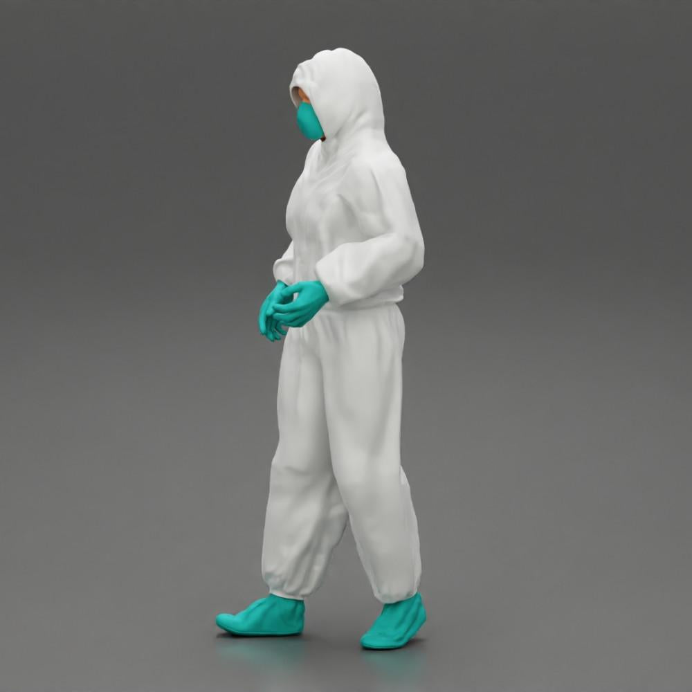 Diorama model building product photo 5: Diorama miniature: Man in full protective suit with hood, mask & gloves (Ref No. A50)