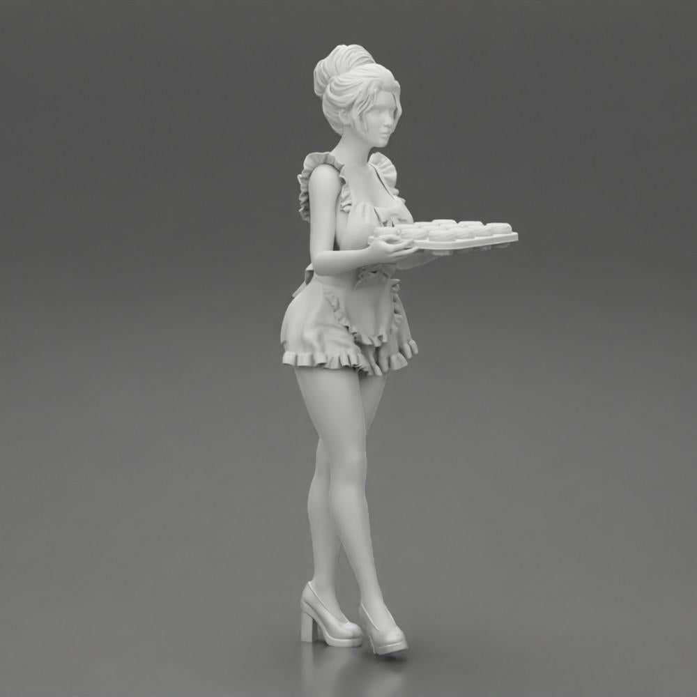 Diorama model building product photo 6: Diorama miniature: maid with tray full of cupcakes, standing figure (Ref No. A48)